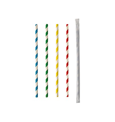 Бумажные трубочки в инд.обертке разноцветные (100 шт)