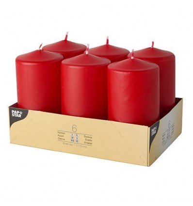 Свеча красная Ø 60 mm · 115 mm (6шт)