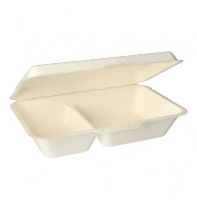 Контейнер 2-х секционный из сахарного тростника 6.5*24*15.5 cm (25шт)