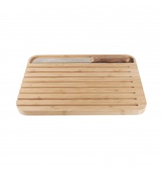 Set Pebbly: tocător pentru pâine din bambus + cuțit pentru pâine